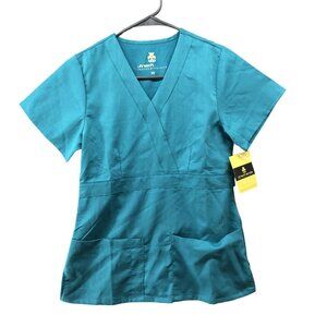 NWT Ultrasoft Scrubs Teal Short Sleeve Scrub Top Womens XS V-Neck